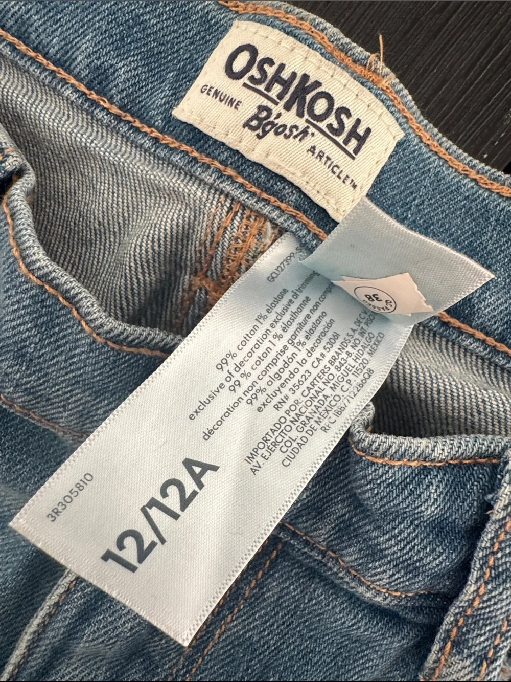 OshKosh B’gosh Flare Girls Jeans Adjustable Waist Light Wash Seam Bell Bottom 12